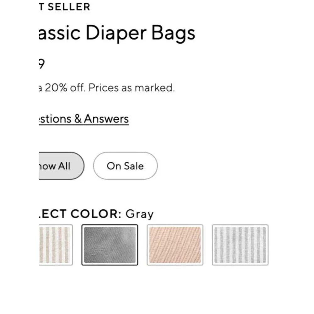 Pottery Barn Classic Diaper Bag Light Gray Canvas Large Travel Neutral Casual L